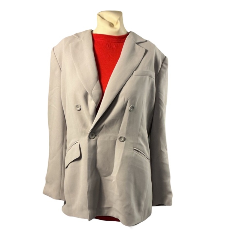 Light Gray Double-Breasted Men’s Blazer - Stylish Tailored Jacket and skirt set